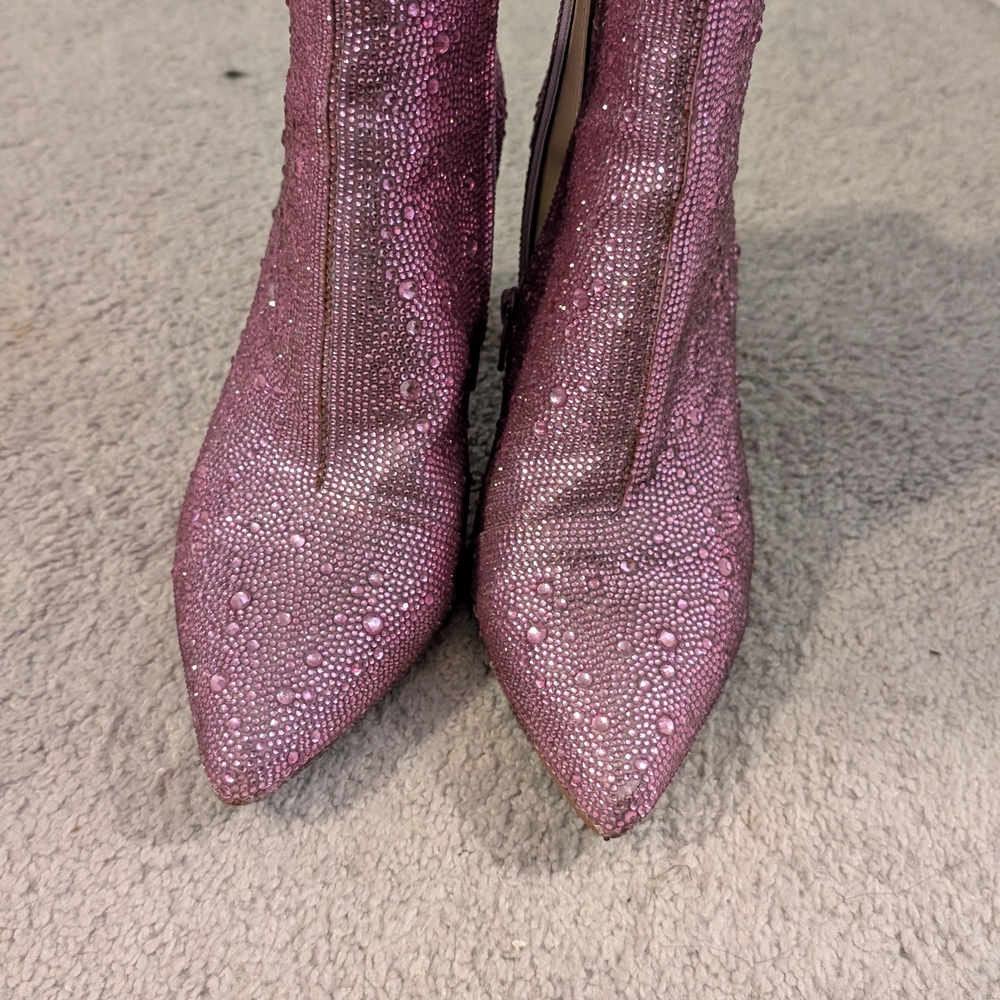 Betsey Johnson Pink Rhinestone Heeled Boots